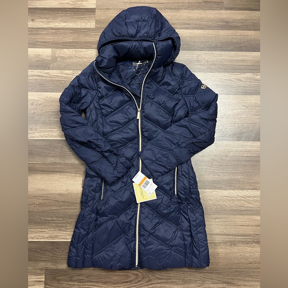NWT Michael kors packable down jacket coat small navy
